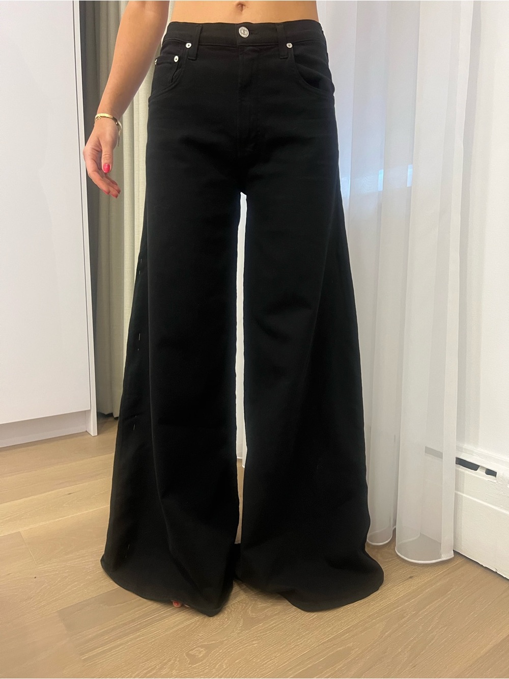 Citizens Of Humanity Black Wide-Leg High-Rise Jeans - Picture 1 of 11